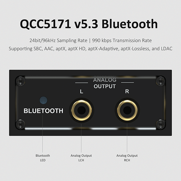 Bluetooth v5.3 Car Audio Receiver Supporting Optical Coaxial USB Codec RCA  - QCC5171 BEA1, AA-AB41159, Signal Amplifier, Bluetooth Receiver, Bluetooth  Decoder, Bluetooth to Analog, Bluetooth to Coaxial, Bluetooth to Optical,  USB to